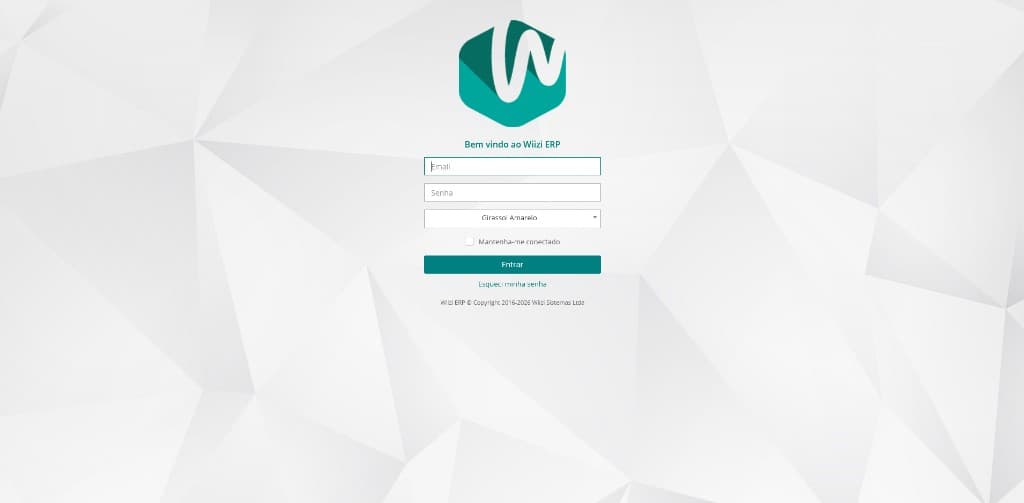 Tela de acesso do ERP Wiizi